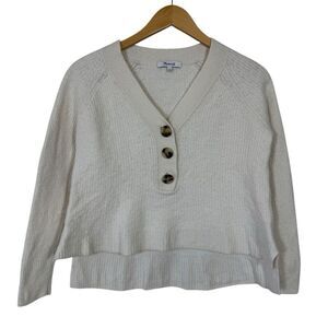 Madewell Cream Color Lyle Ribbed Henley Wool Blend Sweater Top Women's Size S